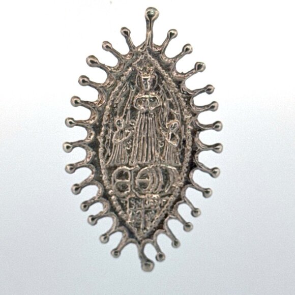 Estate Vintage Sterling Silver 925 Medieval Religious Brooch Pin 10.4g Unique - Picture 1 of 8